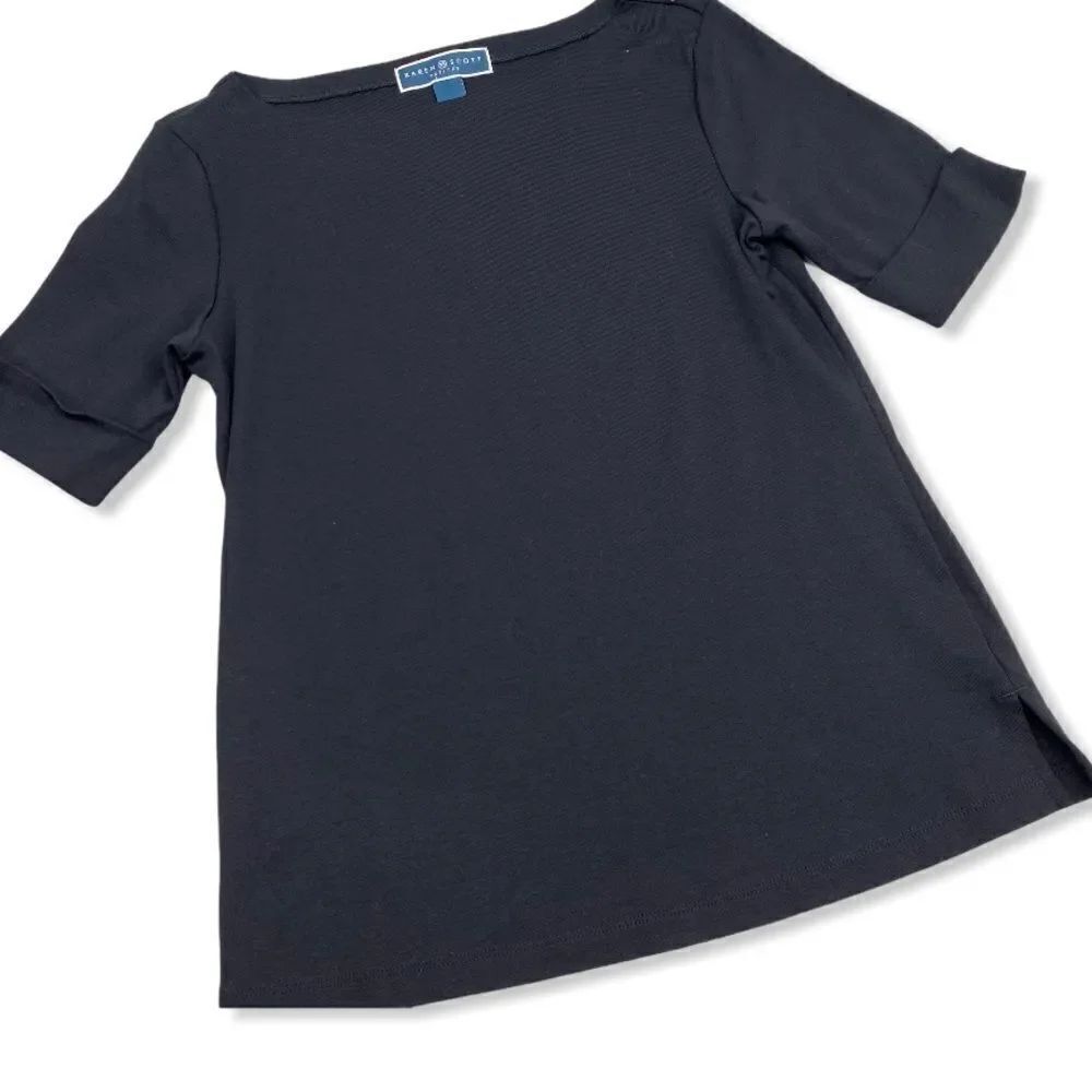 Karen Scott Classic Black Tee Small Petite